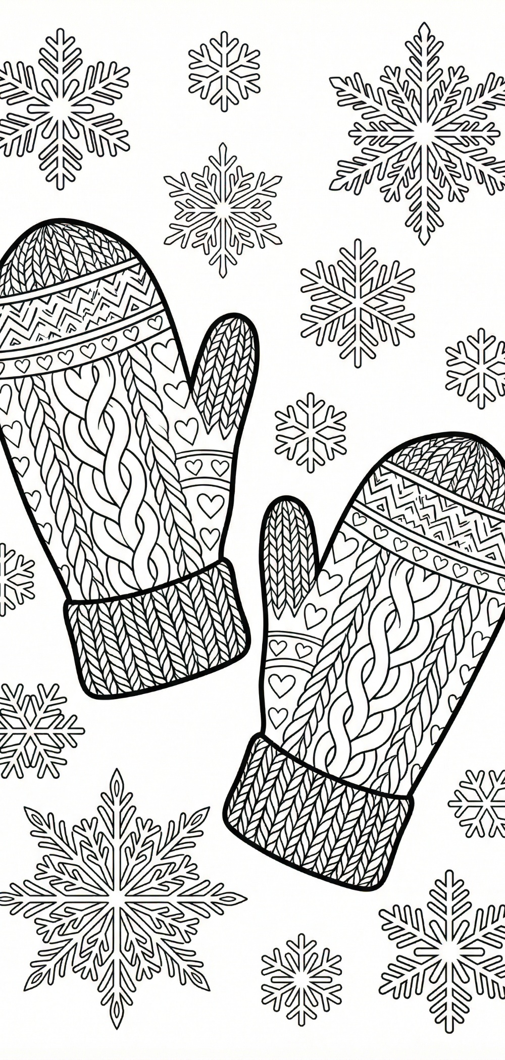 Winter Mittens Coloring Page Digital Download High-resolution Winter Mittens Coloring Page featuring cozy mittens and delicate snowflakes, perfect for festive relaxation.
